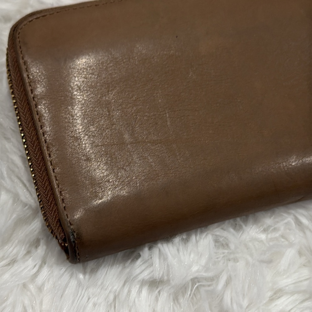 Tory Burch Robinson Taupe Zip-Around Leather Wallet Bow Detail Women’s - Picture 8 of 14